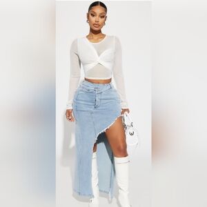 Nwt 2x Fashion Nova Mixed Signals Denim Skirt